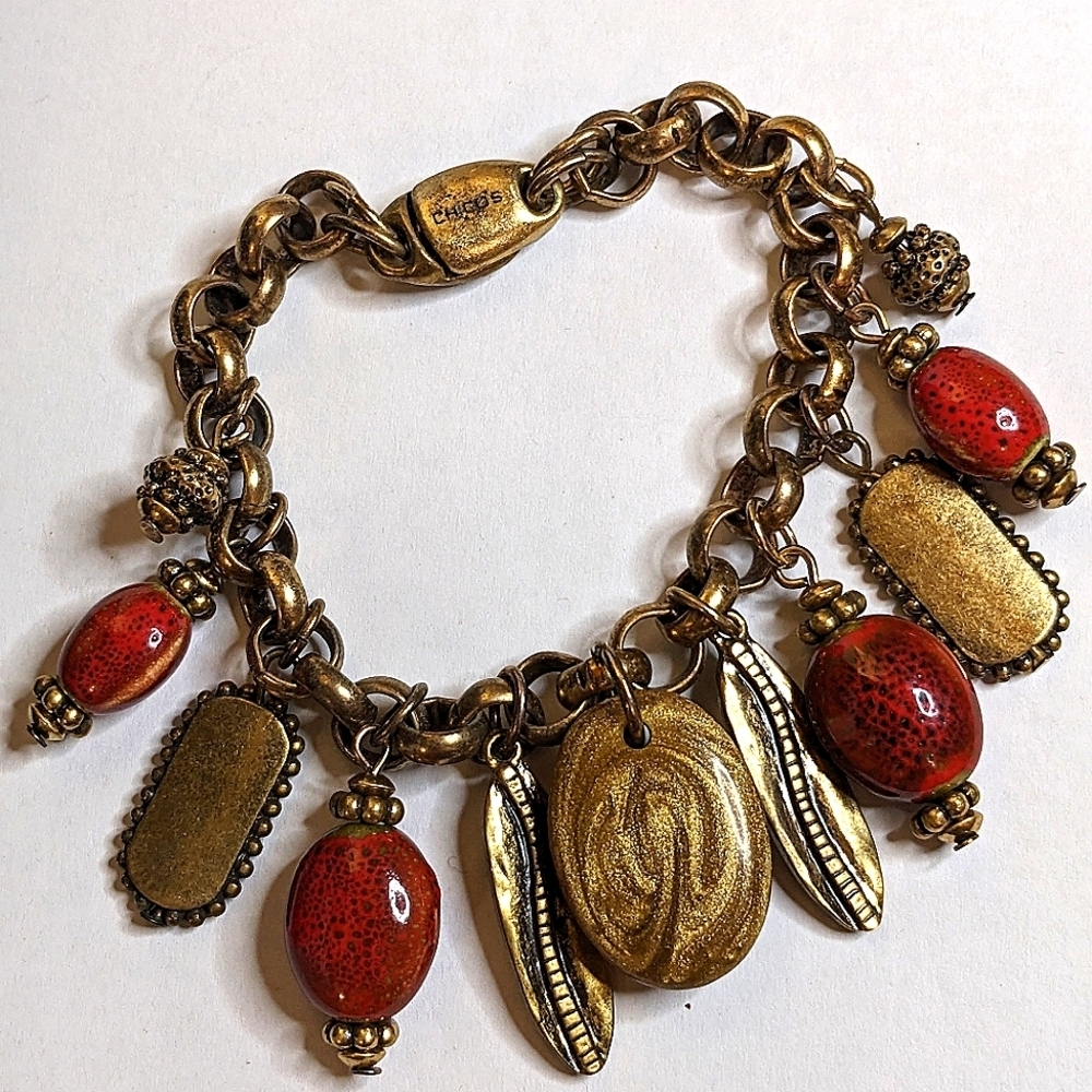 Vintage Antique Gold Chico's Charm Magnetic Bracelet
